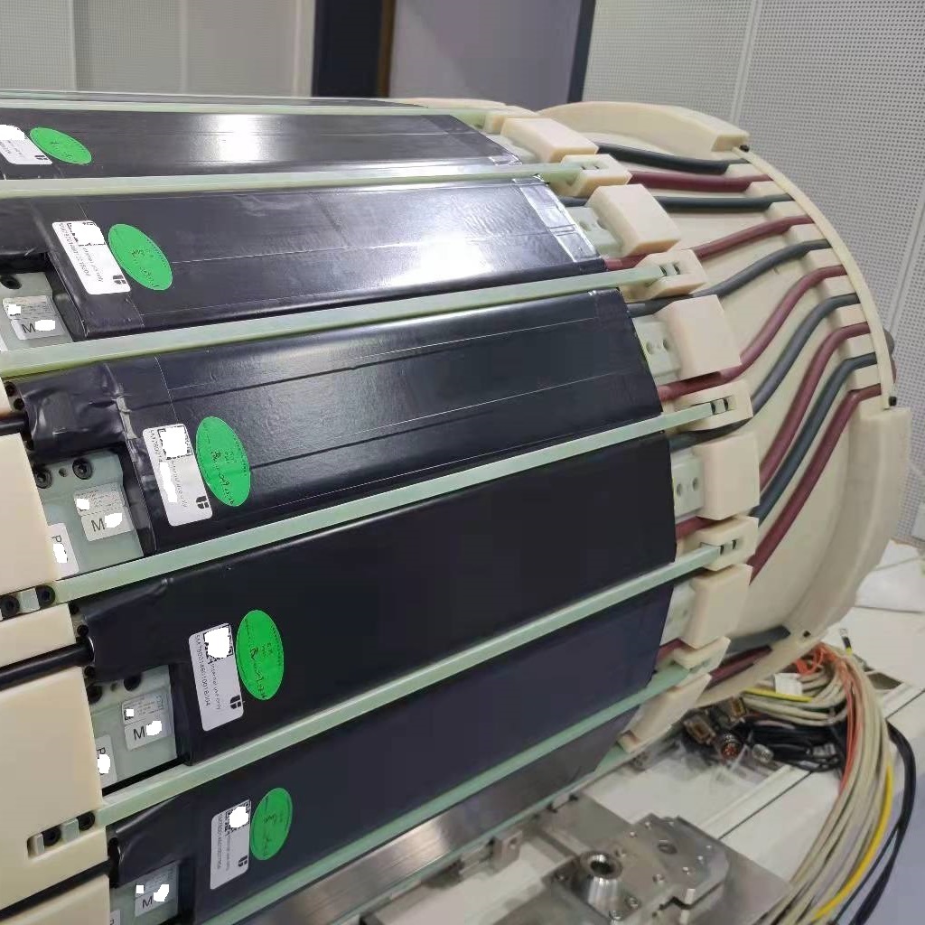 The detector modules of a PET/MR scanner.